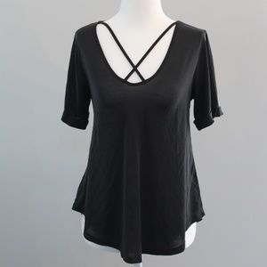 Dark Gray/Black X Neck Top